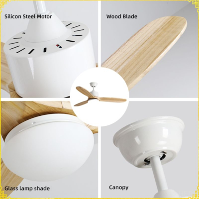 Modern Energy Saving Indoor Fan Lamp Decoration Plywood Blades Remote Control 48inch Modern Led Ceiling Fans
