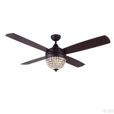 Factory wholesale  source factory  52 Inch Fancy Modern Air Cooling Fan Crystal Lamp Fan ORB Ceiling Fan Light With 4 Plywood Blades, Include Remote Control