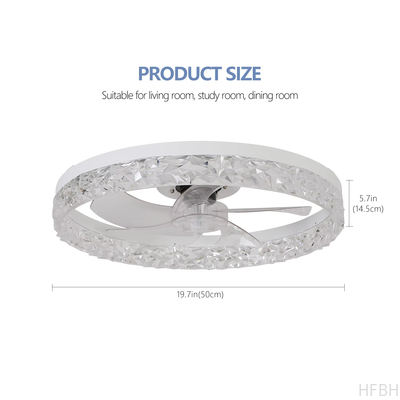 Factory wholesale  source factory  Modern Acrylic Ceiling Fan Light Remote Control Dimmable LED Chandelier 6 Speed Quiet Motor Flush Mount for Living Room Bedroom