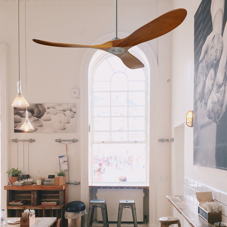 3 Wooden Blade Modern LED Ceiling Fans Indoor Outdoor Patio Ceiling Fan 60 Inch