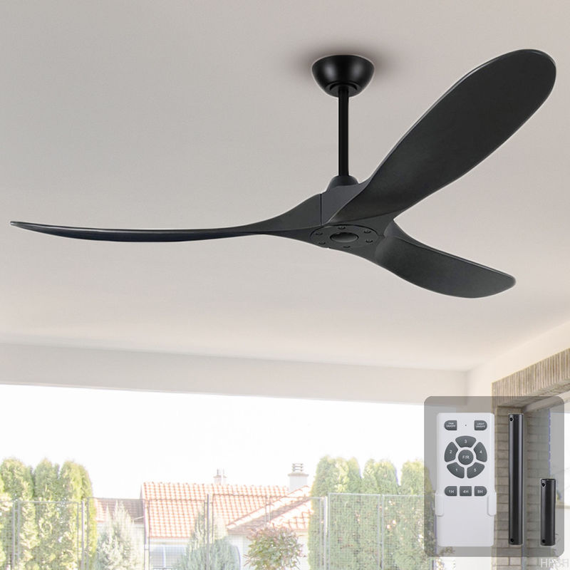 3 Wooden Blade Modern LED Ceiling Fans Indoor Outdoor Patio Ceiling Fan 60 Inch