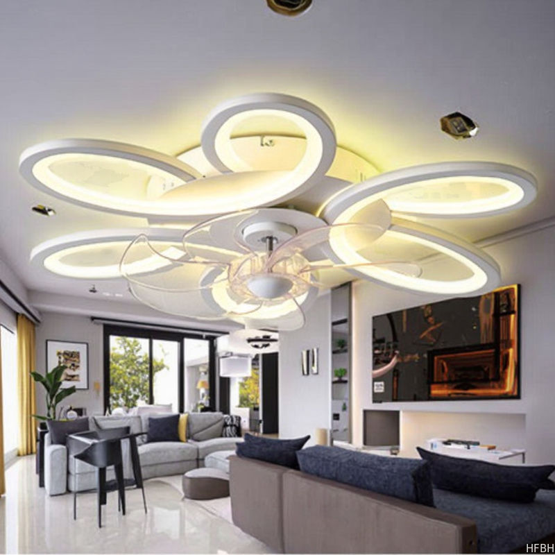 Modern Smart WiFi Remote Control Fan Light , LED Ceiling Music Speaker Fan Light