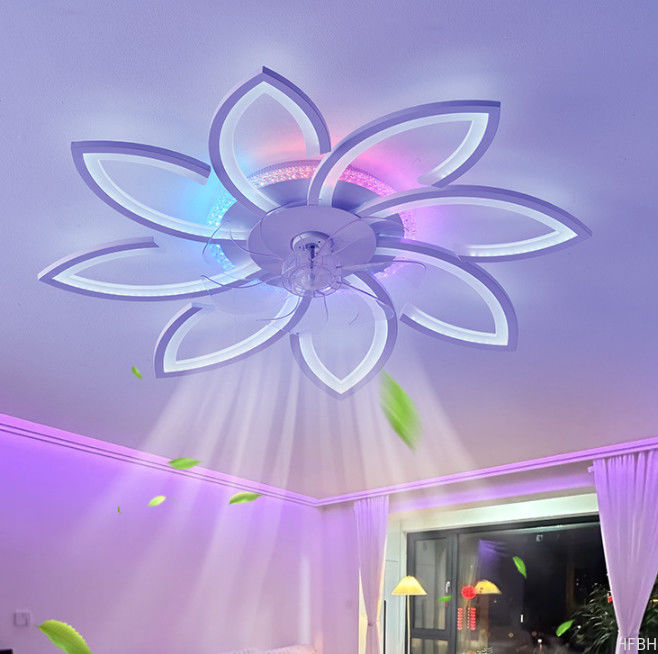 72W Dreaming Colorful Ceiling Fans With Lights , APP Rmt Ctrl Dimmable LED Smart Ceiling Fan Light