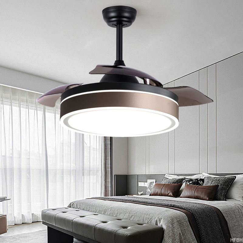 Invisible Ventilador Ceiling Fan 42 Inch 52 Inch Dimmable Retractable Ceiling Fan With Light