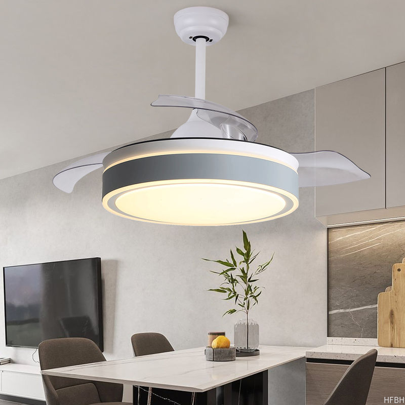 Invisible Ventilador Ceiling Fan 42 Inch 52 Inch Dimmable Retractable Ceiling Fan With Light