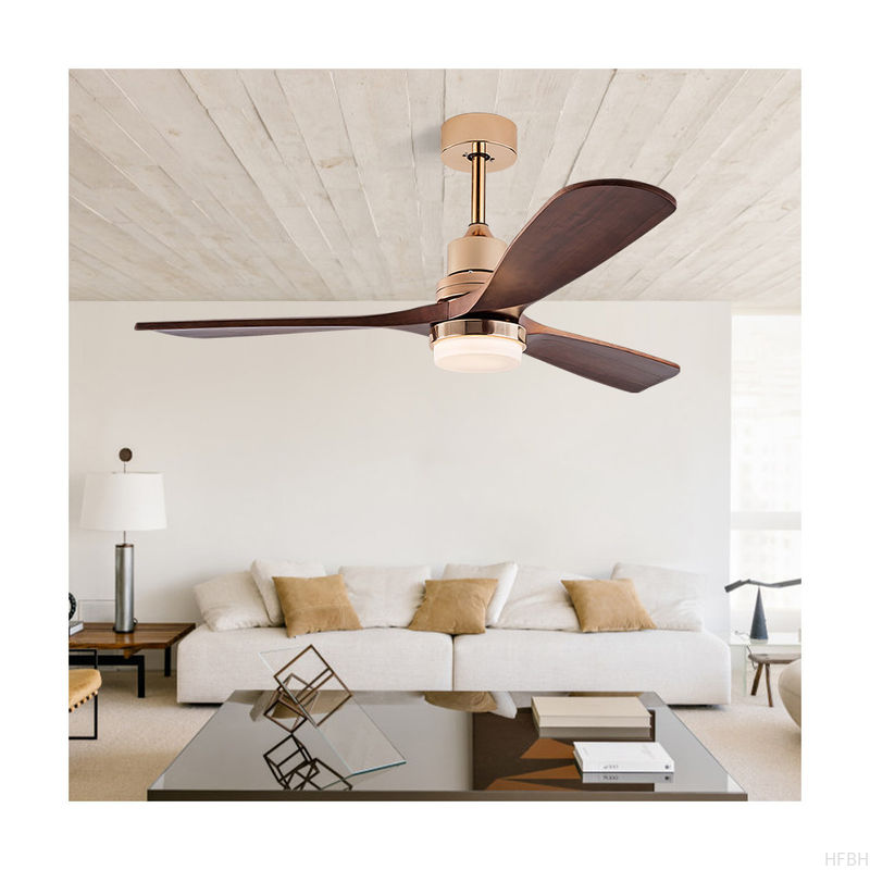 Solid Wood Leaf Ceiling Fan Remote Control Ceiling Fan With Light