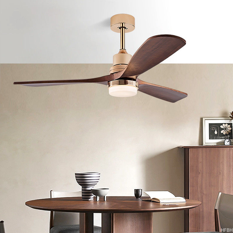 Solid Wood Leaf Ceiling Fan Remote Control Ceiling Fan With Light
