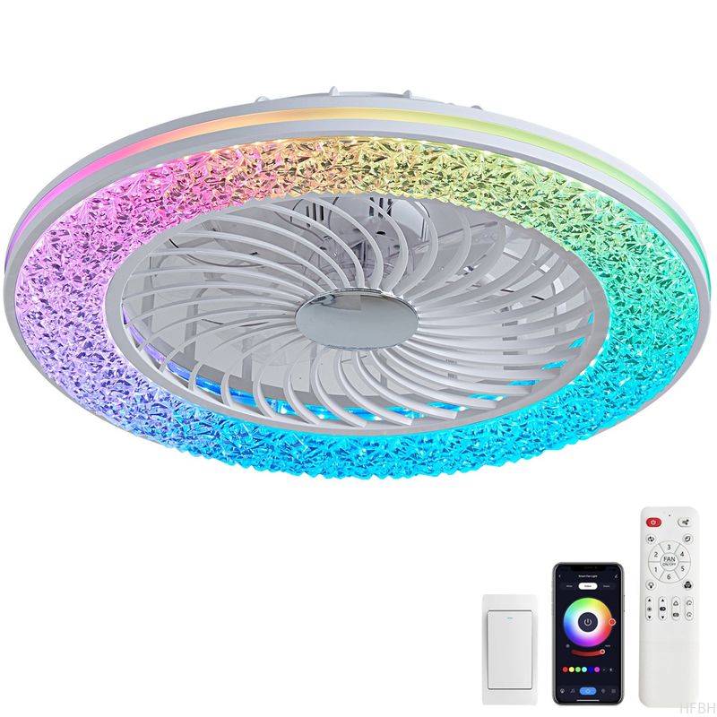 72W Super Bright APP LED Smart Ceiling Fan Light For Bedroom Apartment Villa