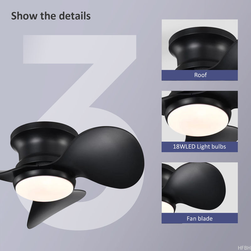 Dimmable LED Flush Mount Ceiling Fan With LED Light Customized