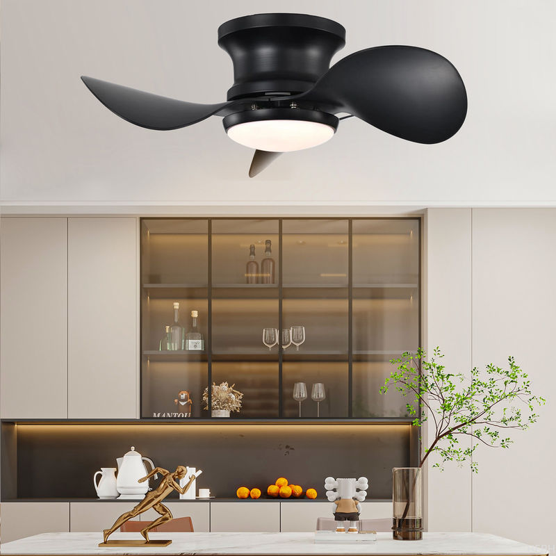 Dimmable LED Flush Mount Ceiling Fan With LED Light Customized