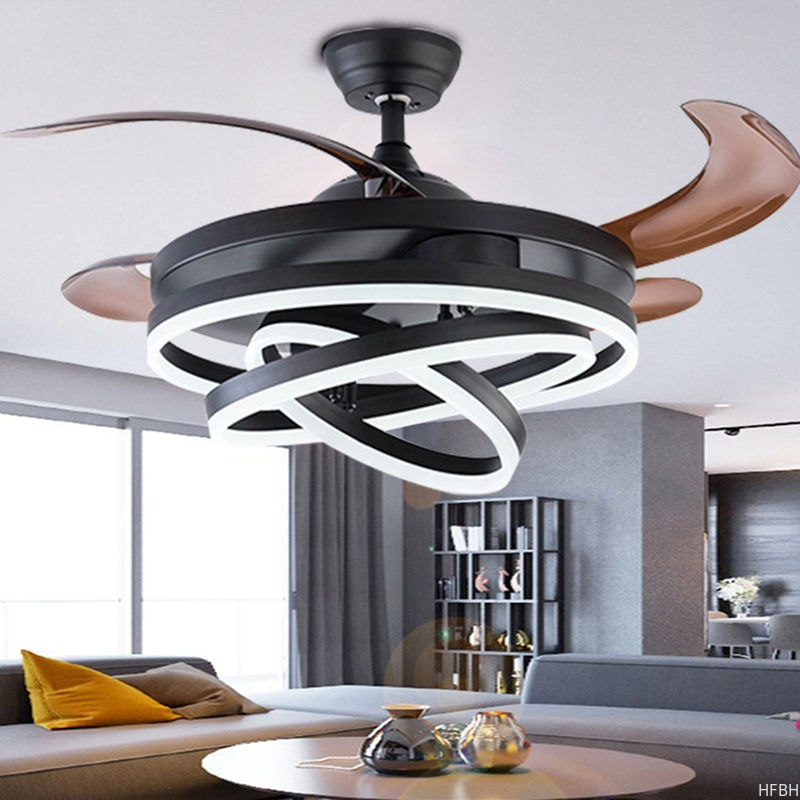 Modern Bedroom Lighting Fixtures Invisible Ceiling Light With Fan And Remote Control
