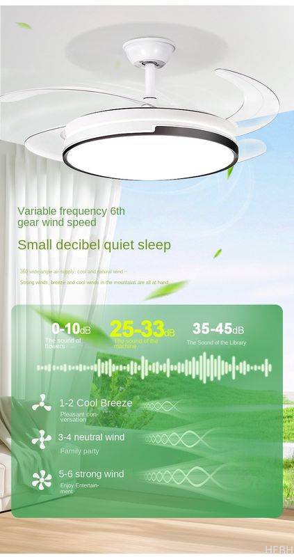 Remote Control LED Ceiling Fan Lights , Modern LED Invisible Ceiling Fan With Light