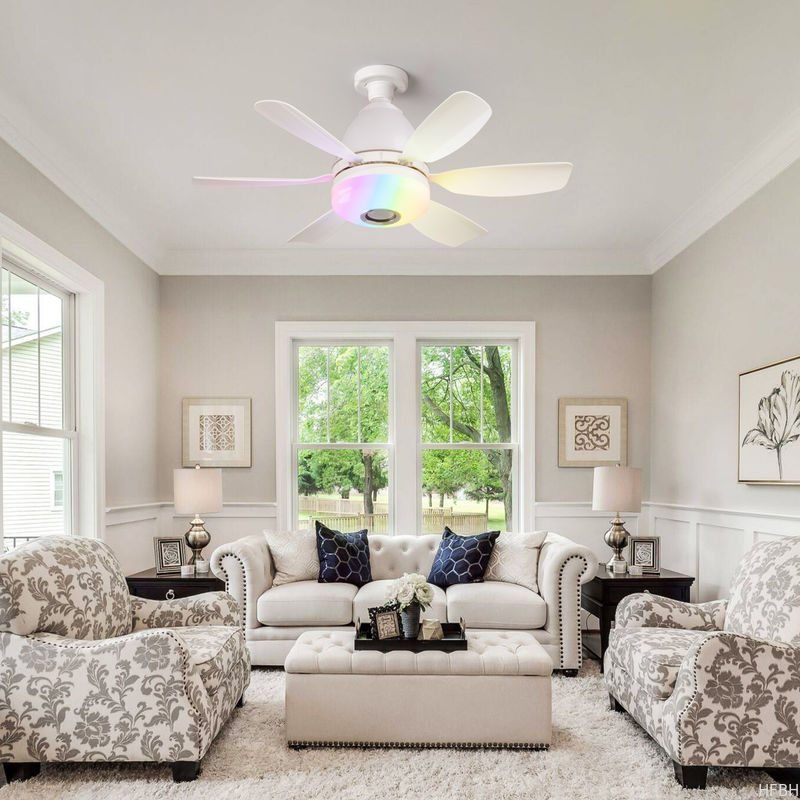 Intelligent Dimming Home Decoration Ceiling Fan , Moving Head 360 Rotating Ceiling Fan