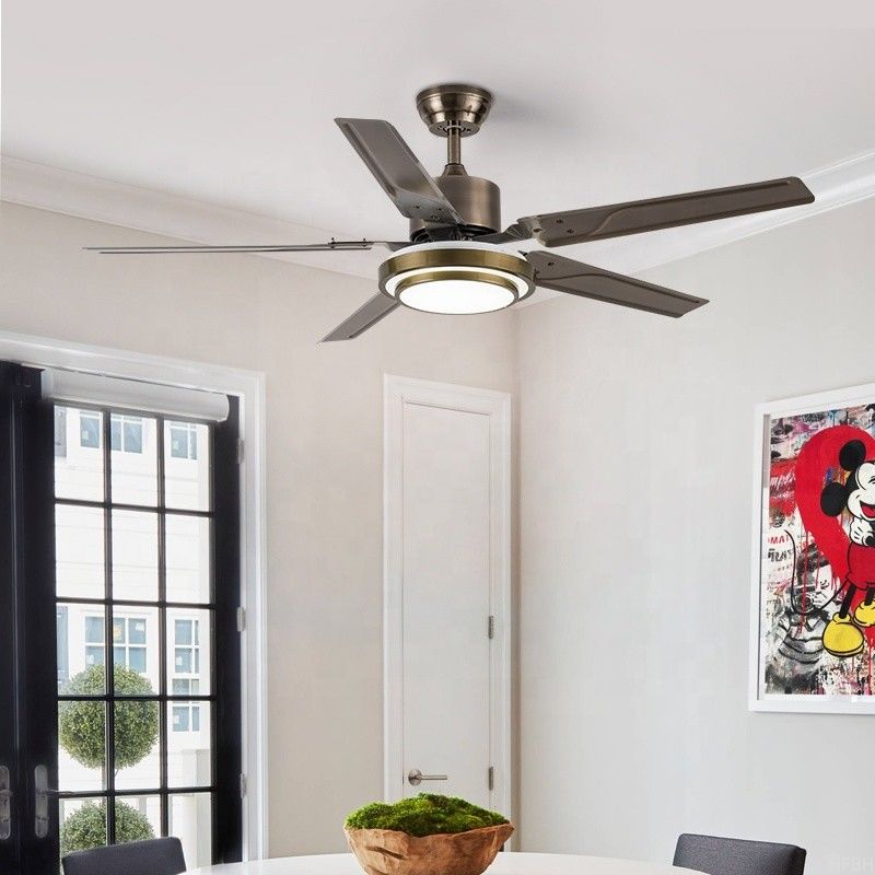 220V Home Ceiling Fans 52 Inch Five Metal Blade Ceiling Fan With Light