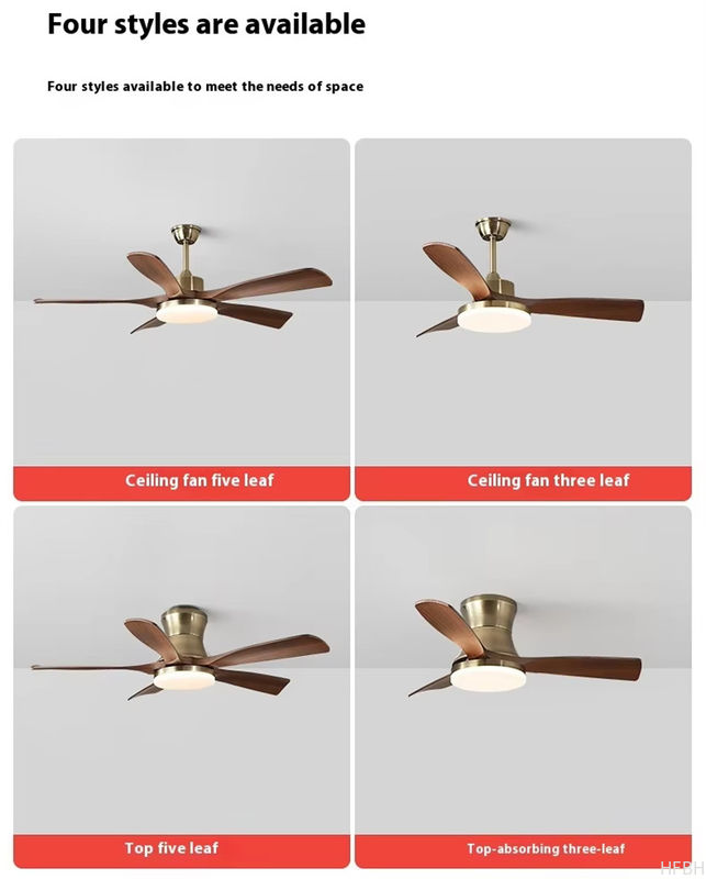 42/52 Inch 3/5 Straight Blades Wooden Leaf Ceiling Fan Remote Control