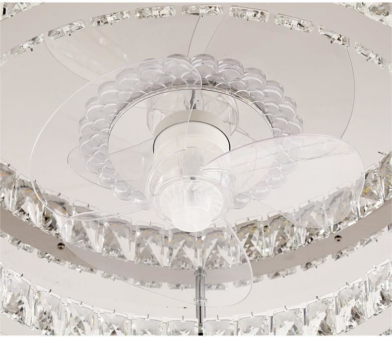 Light Luxury Crystal Ceiling Fan Light Nordic Silent Concealed Ceiling Fan With Light