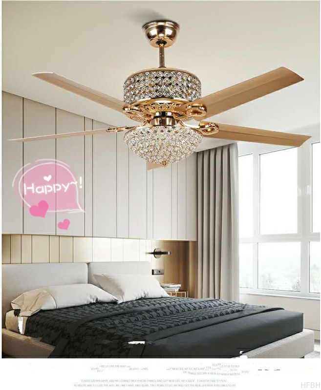 Modern Crystal Ceiling Fan With Light And Remote , 3 Light Ceiling Fan Remote Control
