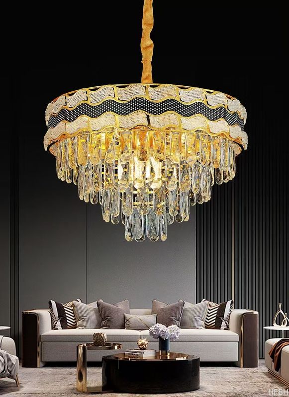 Retractable Crystal Chandelier Ceiling Fan With Light And Remote Control