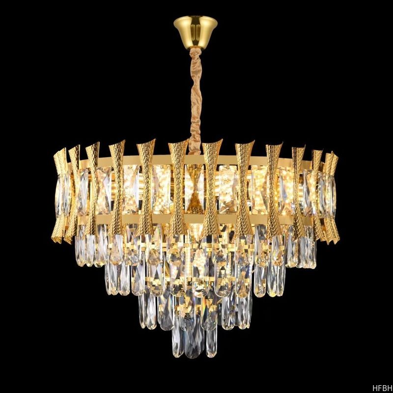 Retractable Crystal Chandelier Ceiling Fan With Light And Remote Control