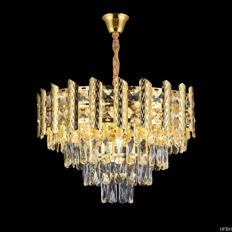 Retractable Crystal Chandelier Ceiling Fan With Light And Remote Control