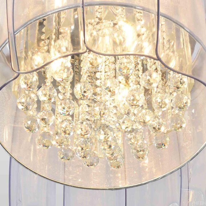 Modern 50 Inch LED Crystal Ceiling Fan Light , Transparent Blade Ceiling Fan With Lights