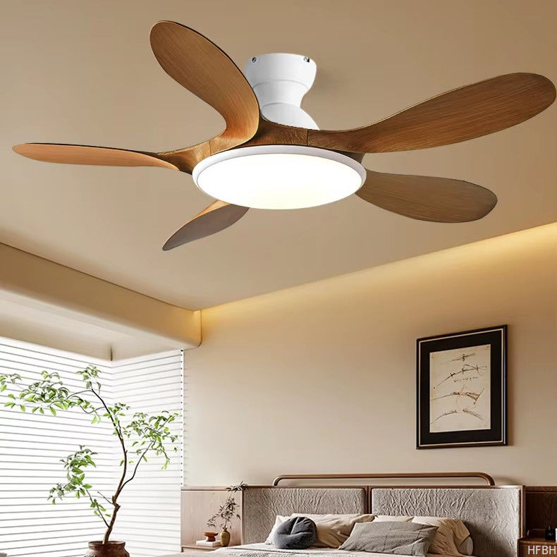 Classic 42'' Flush Mount Wood Ceiling Fan With 5 Blades 20cm Tall Hugger Pattern Remote Control