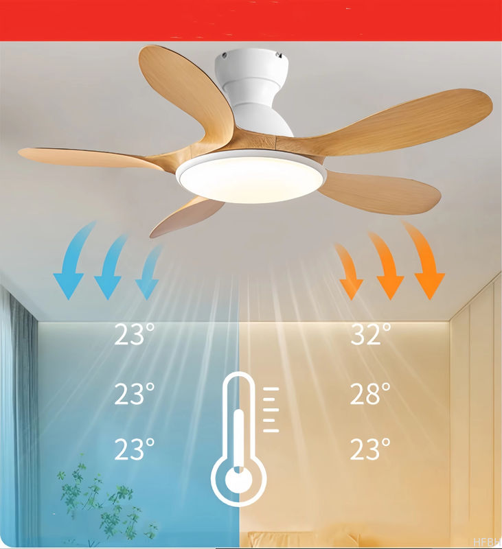 Classic 42'' Flush Mount Wood Ceiling Fan With 5 Blades 20cm Tall Hugger Pattern Remote Control