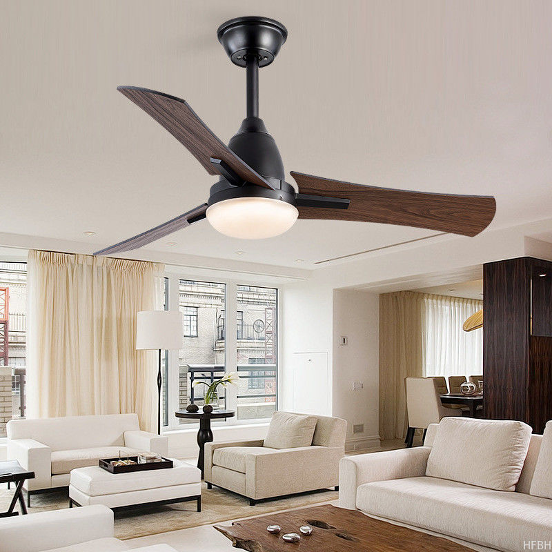 42 Inch High Power 3 Blades Wooden Ceiling Fan With Light And Remote Control