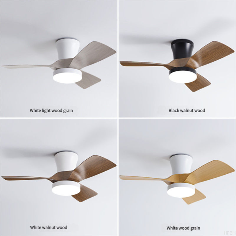 32 Inch Simple Frequency Wooden Blade Ceiling Fan Conversion Nordic Home Fan Light