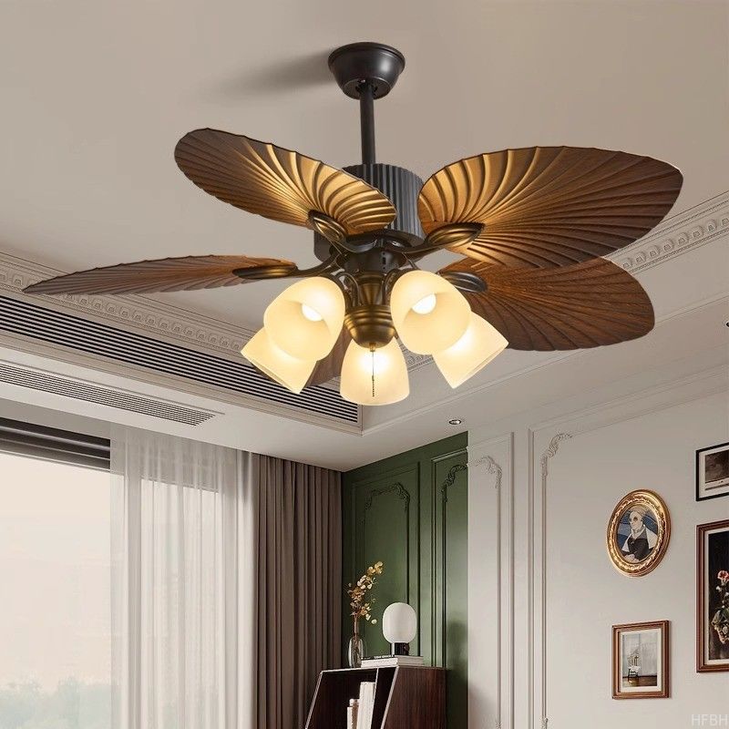 Lotus Leaves Ceiling Fan Remote Control Palm Leaf Ceiling Fan With Light