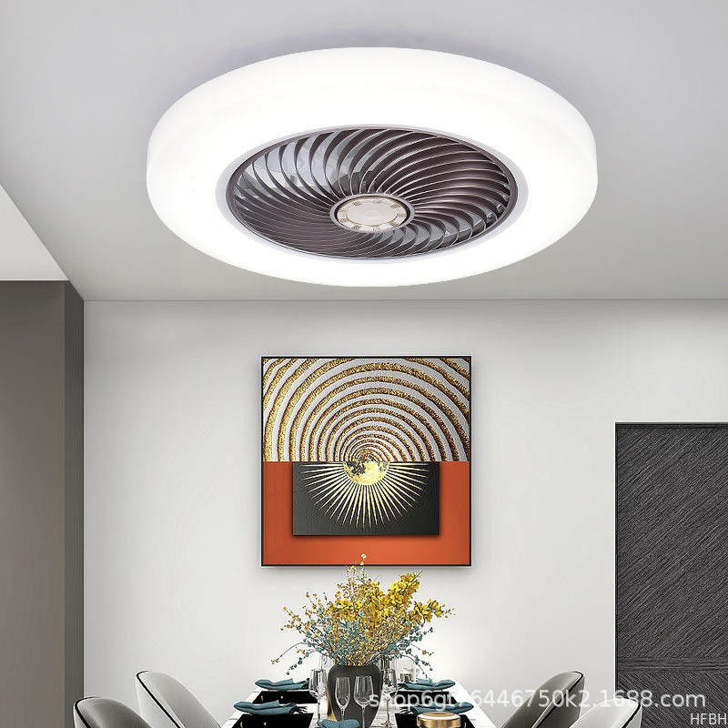 Smart Ceiling Fan Fans With Lights Remote Control Bedroom Decor Lamp 52cm Air Invisible Blades Retractable Silent