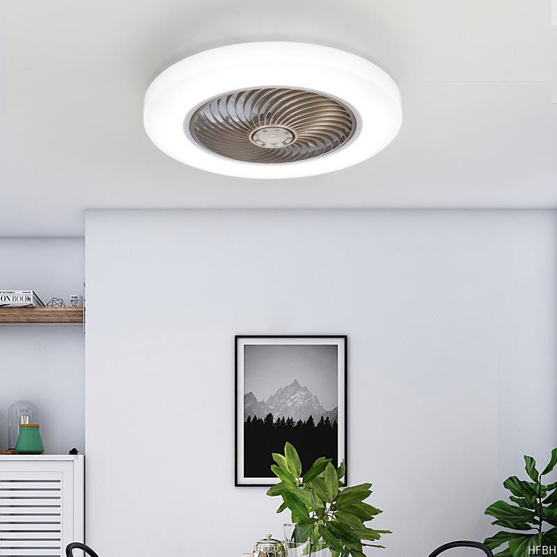 Smart Ceiling Fan Fans With Lights Remote Control Bedroom Decor Lamp 52cm Air Invisible Blades Retractable Silent