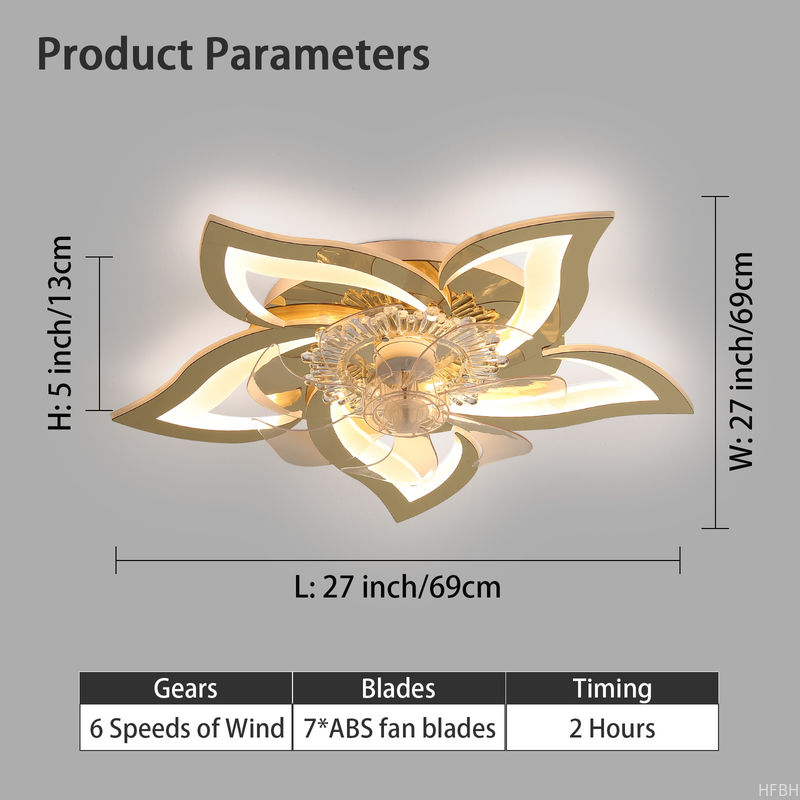 27.2 Inches Modern Style OEM ODM 50W LED Ceiling Fan Lights with Remote, Suitable for Bedroom Living Room and Dining Room