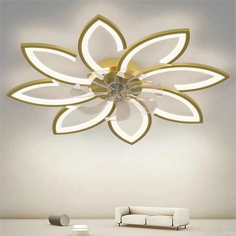 Fashion Art Multi-head Petal Inverter Bedroom  Fan Light Scandinavian Minimalist Pop Living Room Fan Light