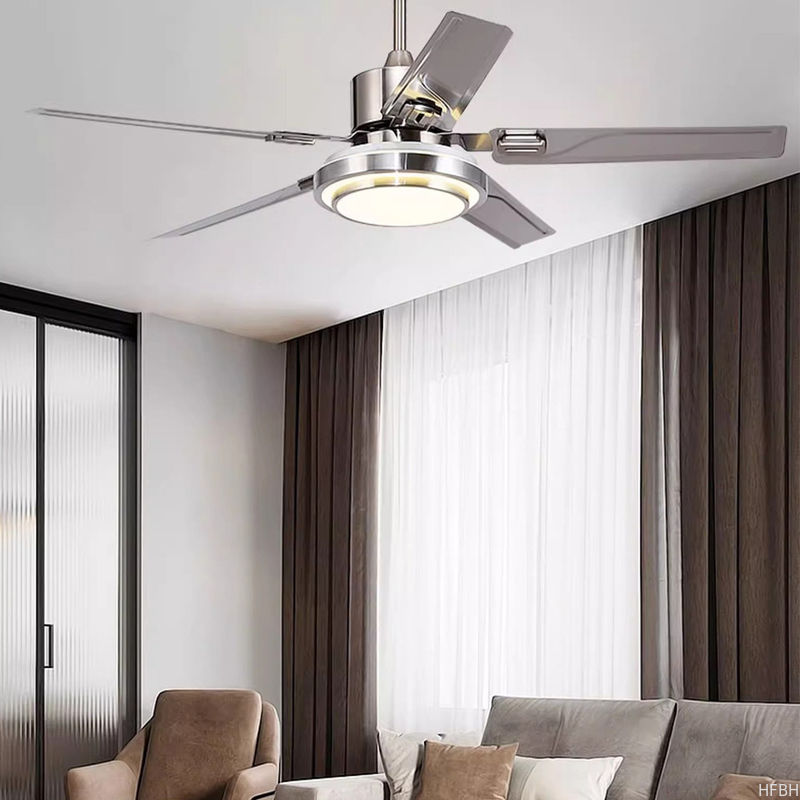 Wooden Ceiling Fan Light Fixtures Remote LED 52 Brushed Nickel Bedroom Living Room Abanico De Techo