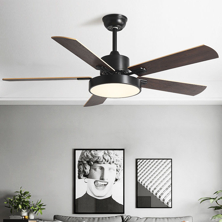 Household 52 Inch DC Motor Solid Wood 5 Blades Modern Home Decor Mute Bldc Led Ceiling Fan With Light Remote Control