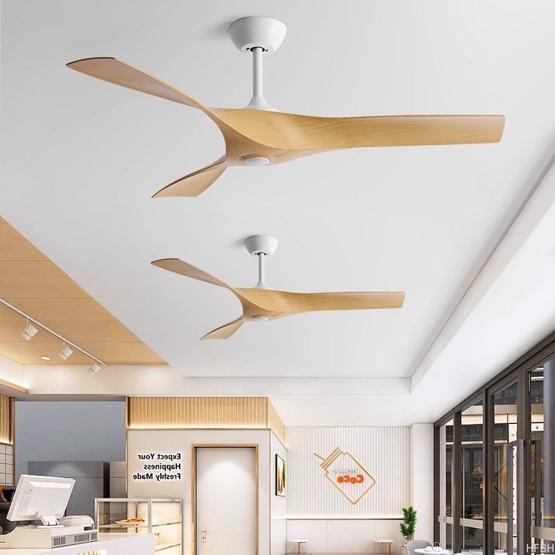 Large Modern Retro Industrial Ceiling Fan for Dining Living Room Variable Frequency Mute Remote Control Non-Light LED Plastic