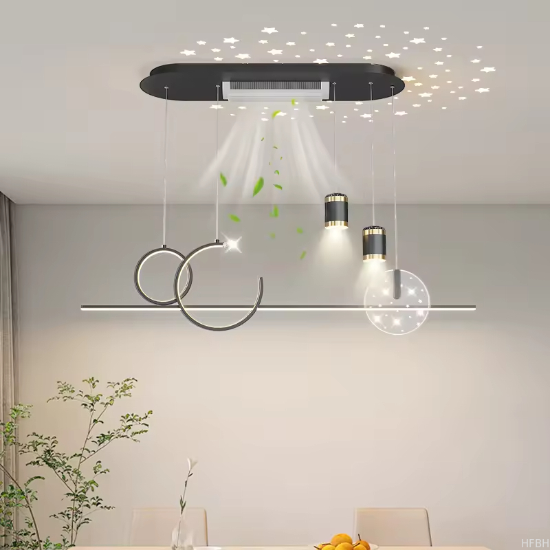 Modern 2024 New Full Spectrum Eye protection Leafless Ceiling Fan with Light Ceiling Light Living Room Fan Light