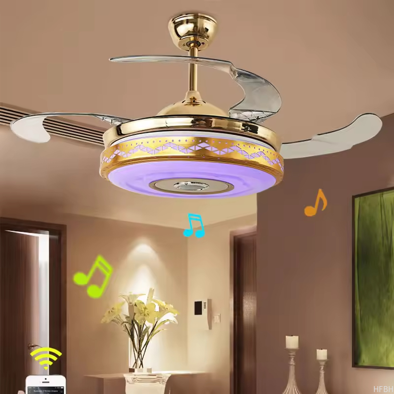 China OEM Invisible Blade Living Room Decorative Enclosed Ceiling Fans Light Lamp