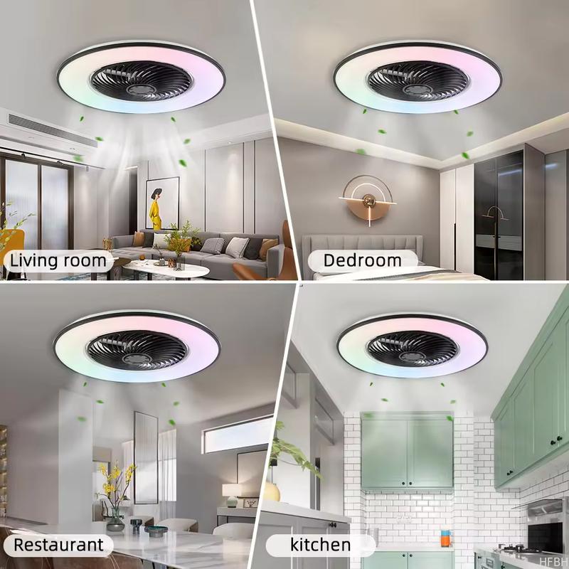 Luxurious 48W RGB LED Ceiling Fan Smart Light Modern Remote App Wi-Fi / Music Control Modern Ceiling Fan LED
