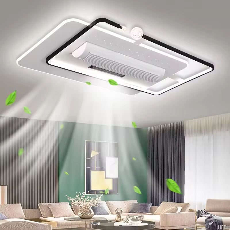 80Ra LED Ceiling Fan Light Hotel Bedroom Decorative Recessed Smart Bladeless Ceiling Fan With Light and Remote