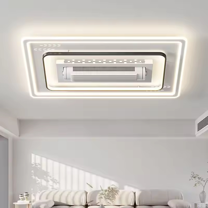 Modern Bladeless LED Lighting Iron Body Air Conditioner for Living Room & Bedroom High-Silent AC Motor Remote Control Switch