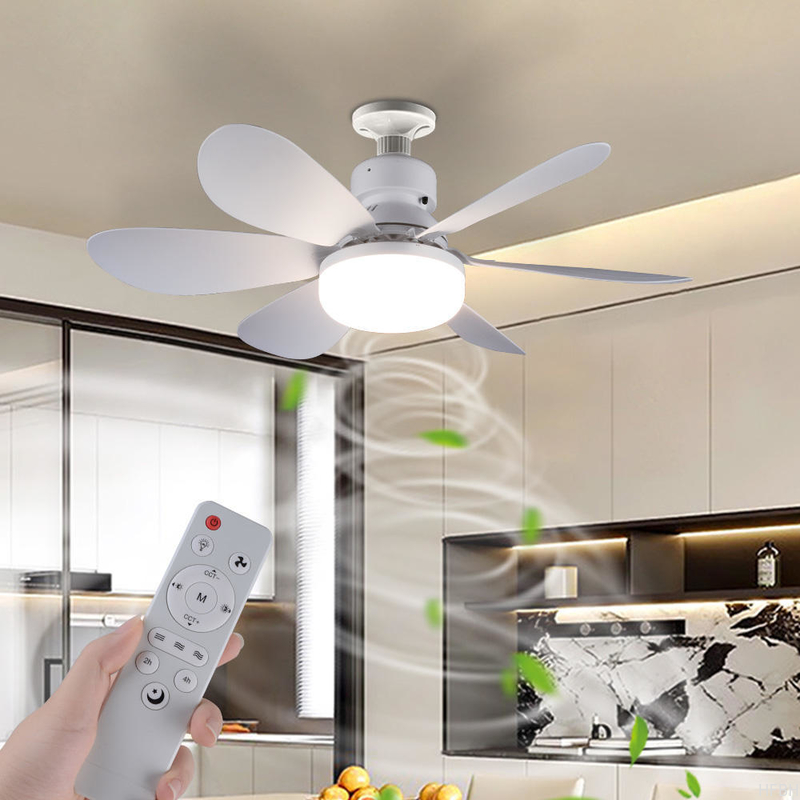 Modern LED Fan Light E27 Remote Control 3 Colors Changeable Strong Wind Speed 52CM 32W AC85-265V Ceiling Fan Light for Bedroom