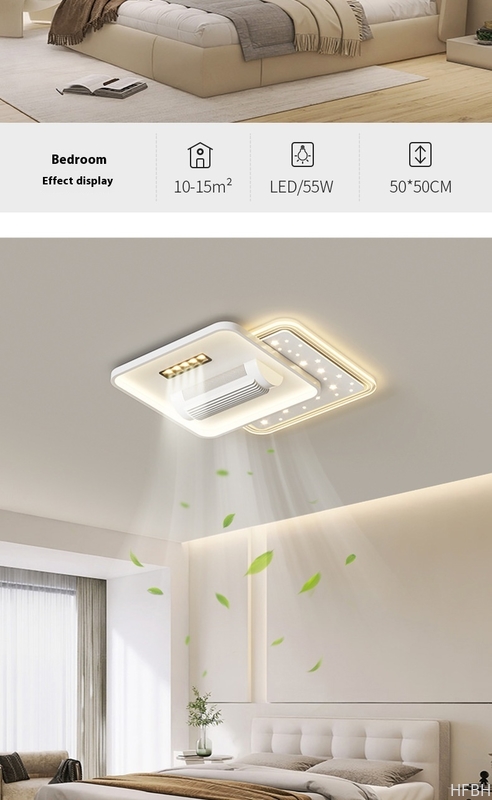 English Voice Control LED Ceiling Fan Light Living Room Leafless Bedroom Soft Wind Invisible Fan Light Mute Eye