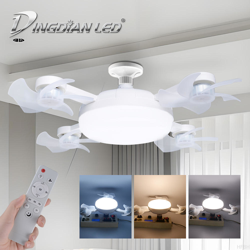 4 Heads Fan LED Light Drone-Shaped Remote Control Indoor Bedroom AC 85-265V Ceiling Fan Lamp