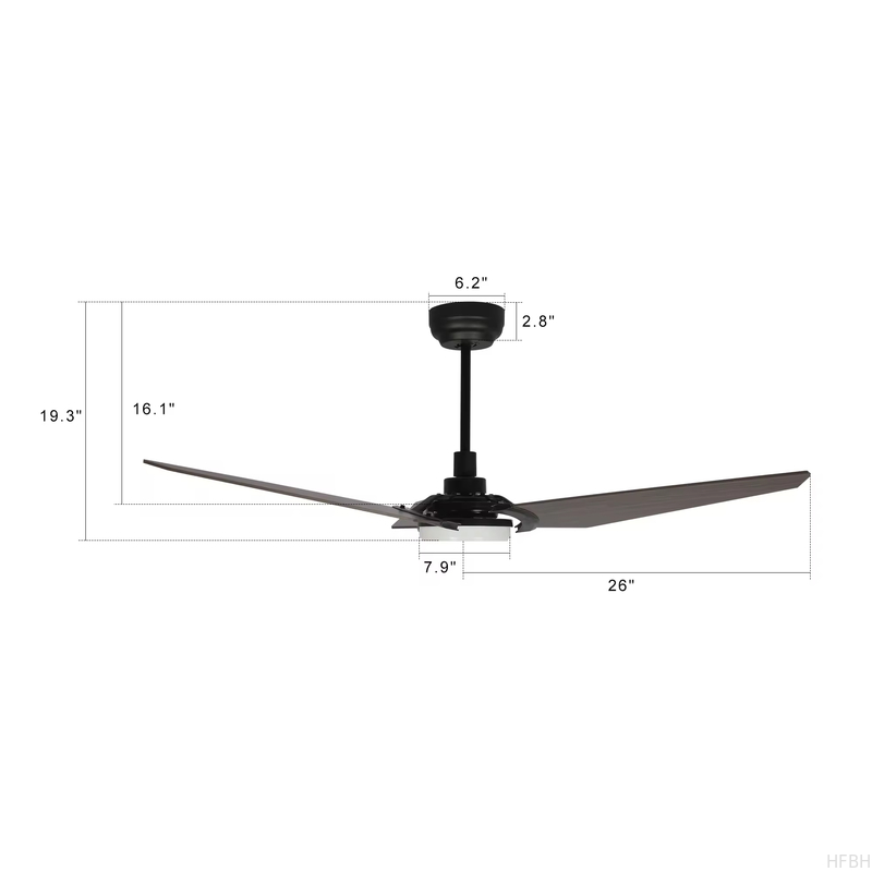 52 Inch Ceiling Fan with Light for Dining Room Lighting Decoration Led Ceiling Fan Light with Remote Control