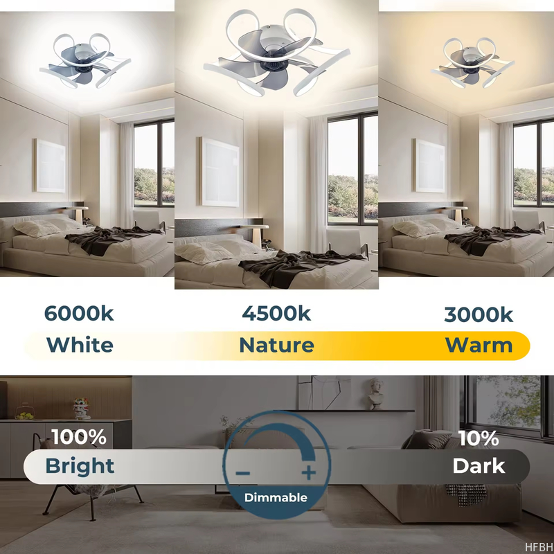 Modern simple luxury ceiling fan light for living room bedroom silent fan light with remote
