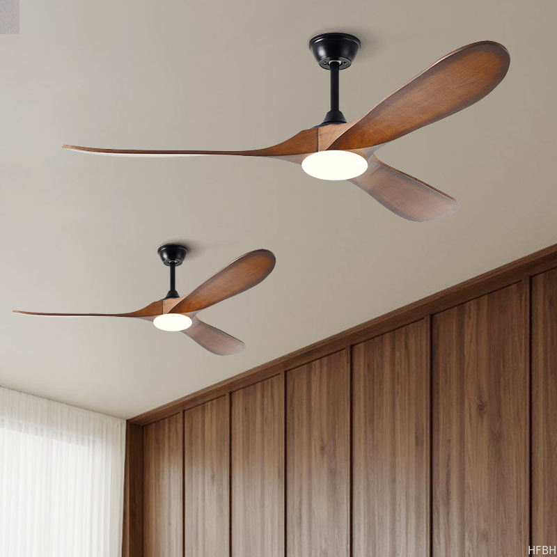New Style Nordic Luxury 52 Inch Solid Wooden 3 Blade Modern Dc Motor Mute Ceiling Fan Light Large Ceiling Fan