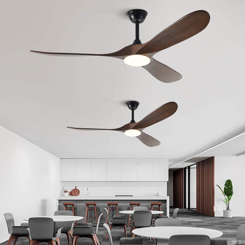 New Style Nordic Luxury 52 Inch Solid Wooden 3 Blade Modern Dc Motor Mute Ceiling Fan Light Large Ceiling Fan