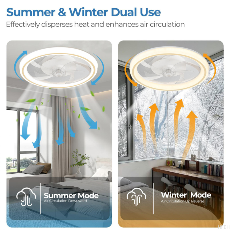 16.5 Inch Modern LED Ceiling Fan Light with Remote Control Chandelier Style DC Motor for Living Room Bedroom Home Decoration
